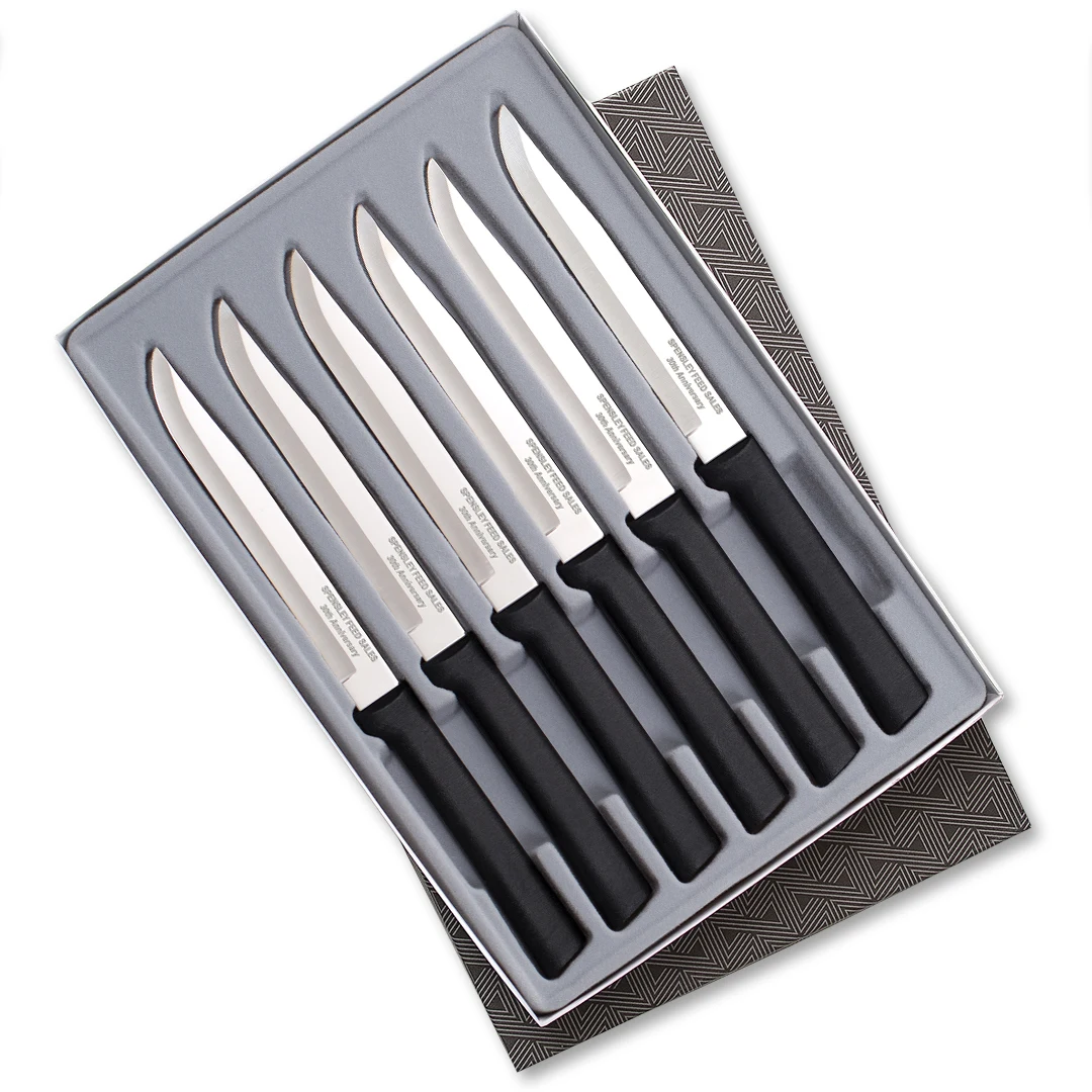 Six Utility/Steak Knives Gift Set w/Black Handle 1