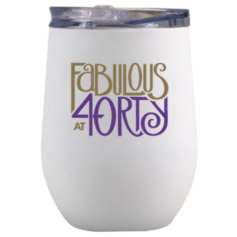 12 oz Albany White Matte Satin Vacuum Insulated Stainless Steel Stemless Wine