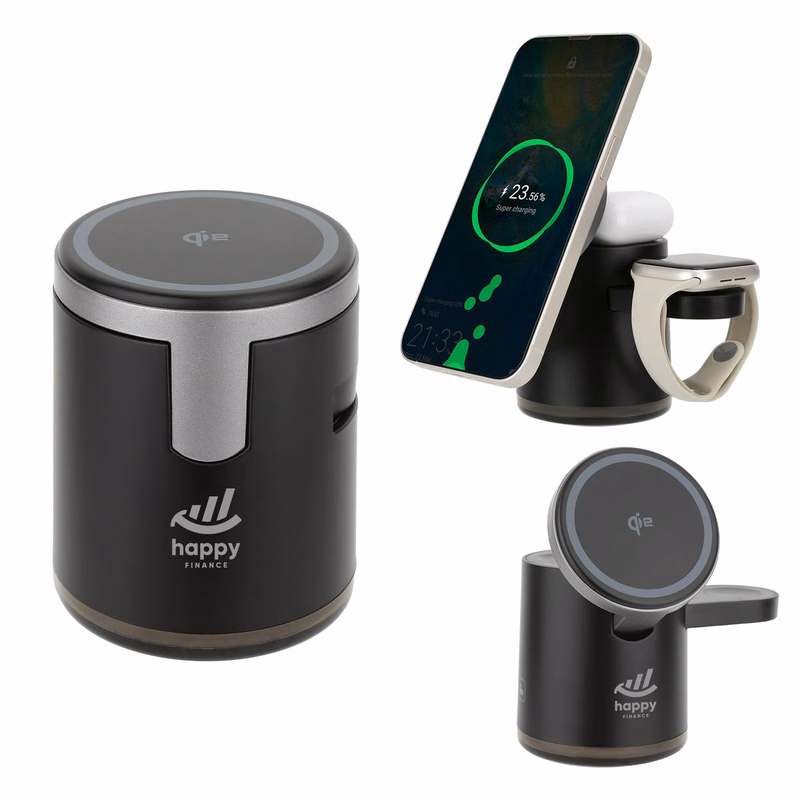 Magnetic 4-In-1 Cylinder Wireless Charging Station