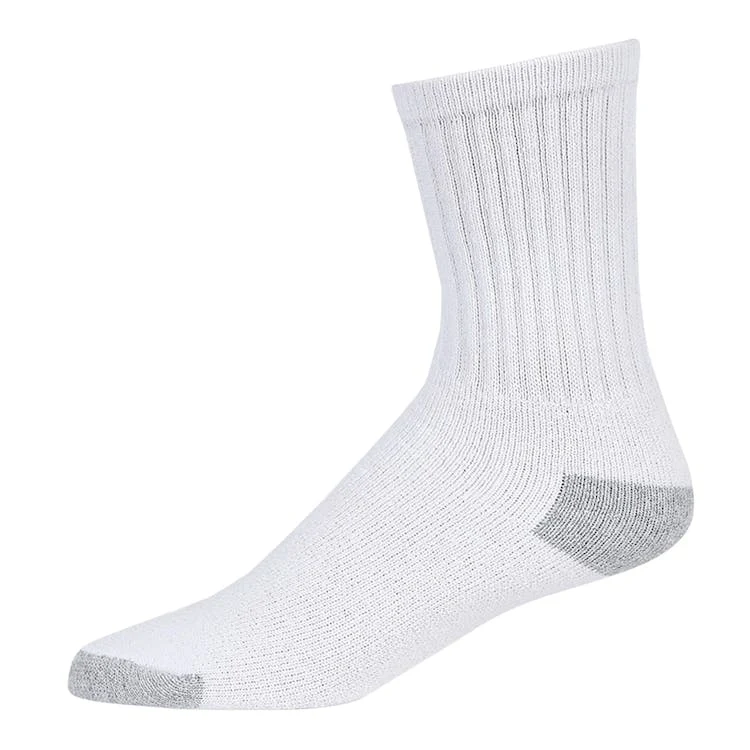 Adult Crew Sports Socks - White with Gray Size 10-13 1
