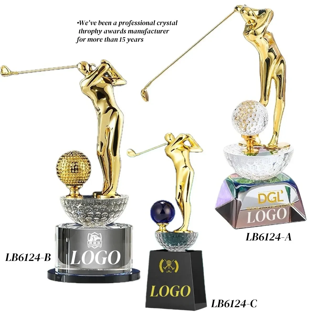 Custom Crystal Golf Trophy Award Tournament Cup 1