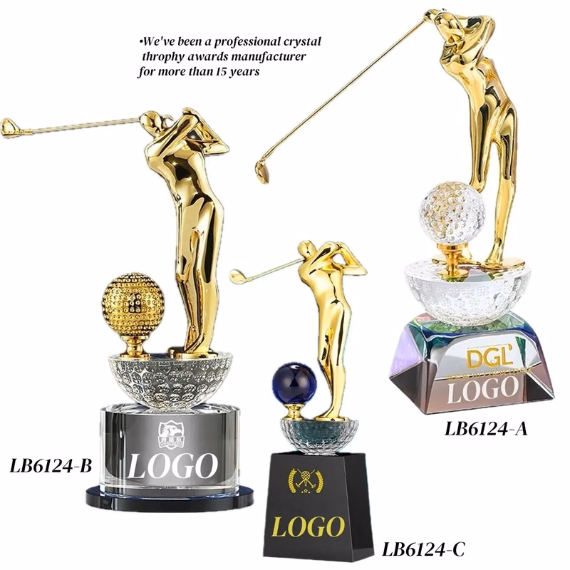 Custom Crystal Golf Trophy Award Tournament Cup