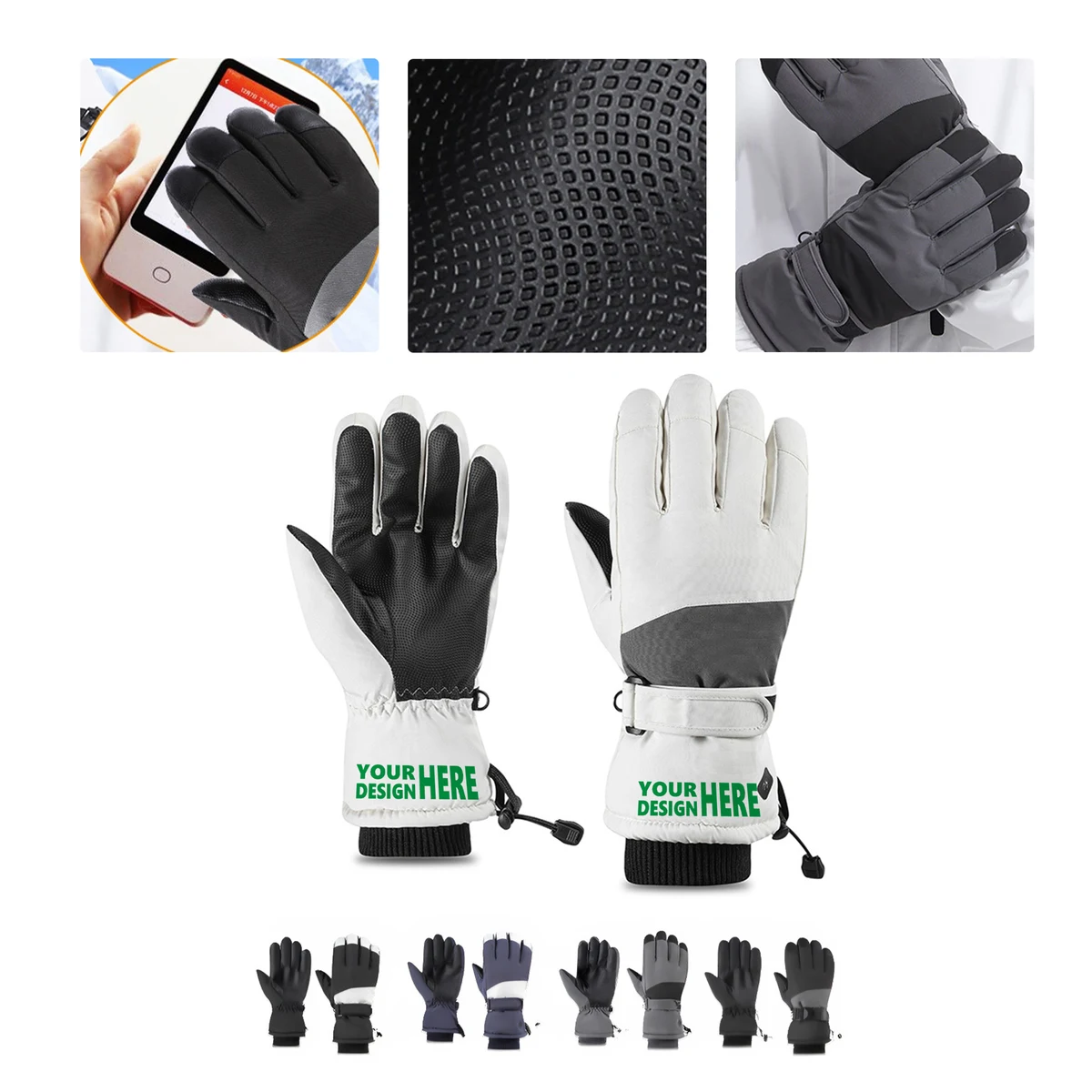 MOQ50 Custom Waterproof Thermal Ski Gloves 1