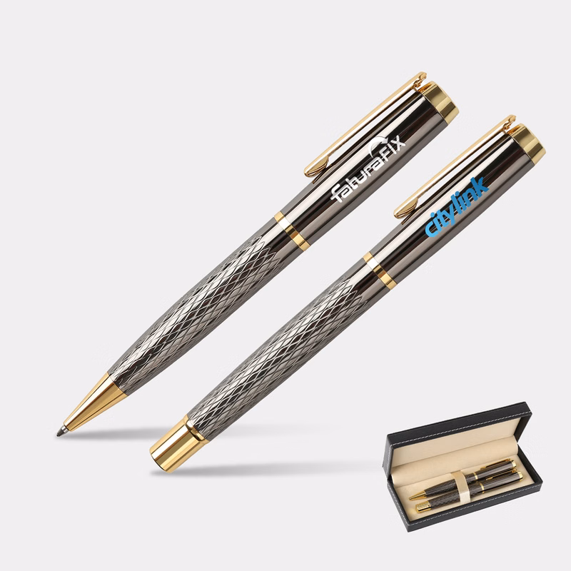 TiTUS® Golden Luxury Pen Set – Ballpoint & Rollerball Duo with Gift Box
