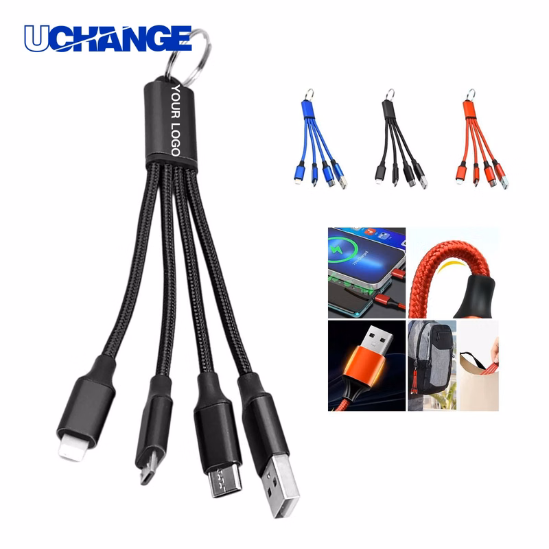 4 in 1 Keychain Charging Cable Tool Nylon Braided