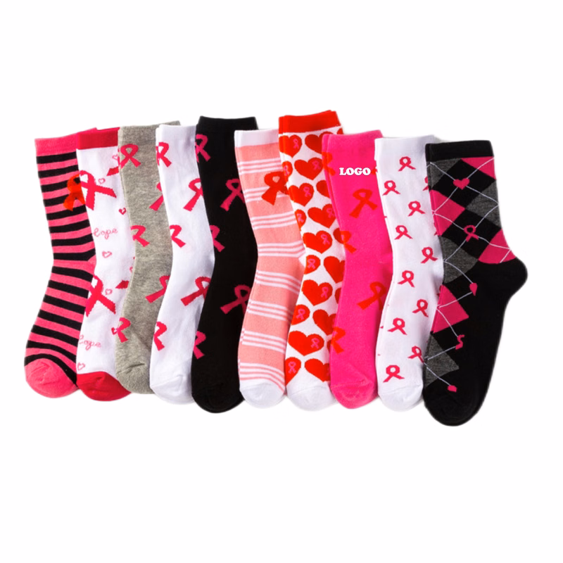 Pink Ribbon Crew Sock (direct import)