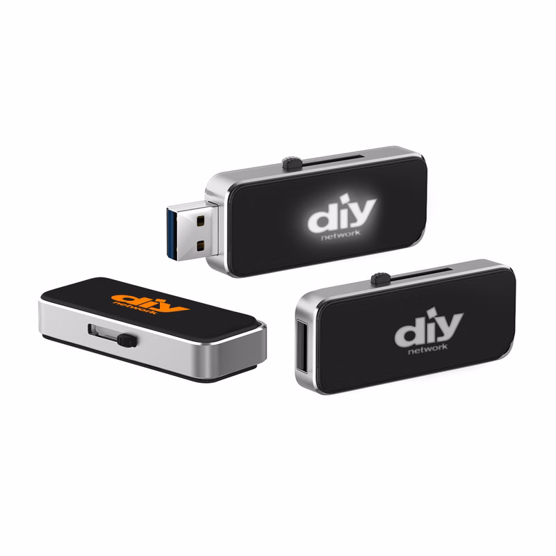 Light Up Dual Slide USB Flash Drive with OTG USB-C (128 GB)