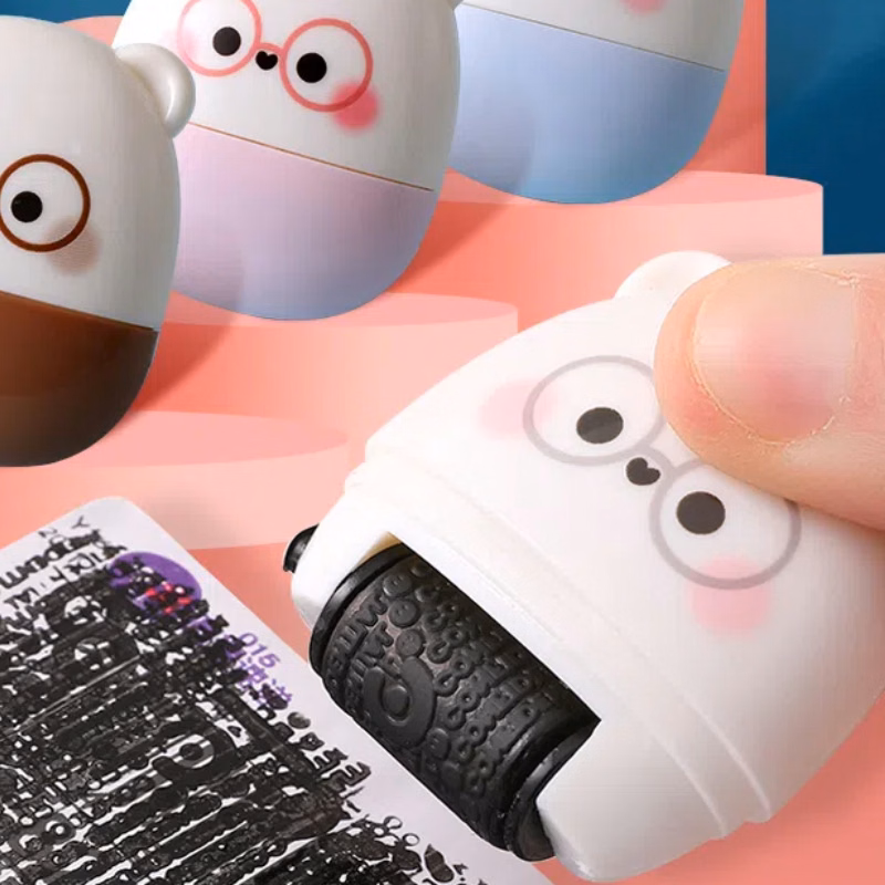Cute Privacy Protection Stamp Roller With Metal Cutter Security