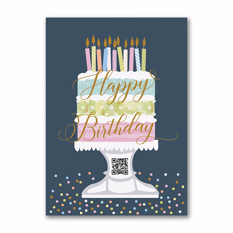 Pastel Birthday QR Code Card