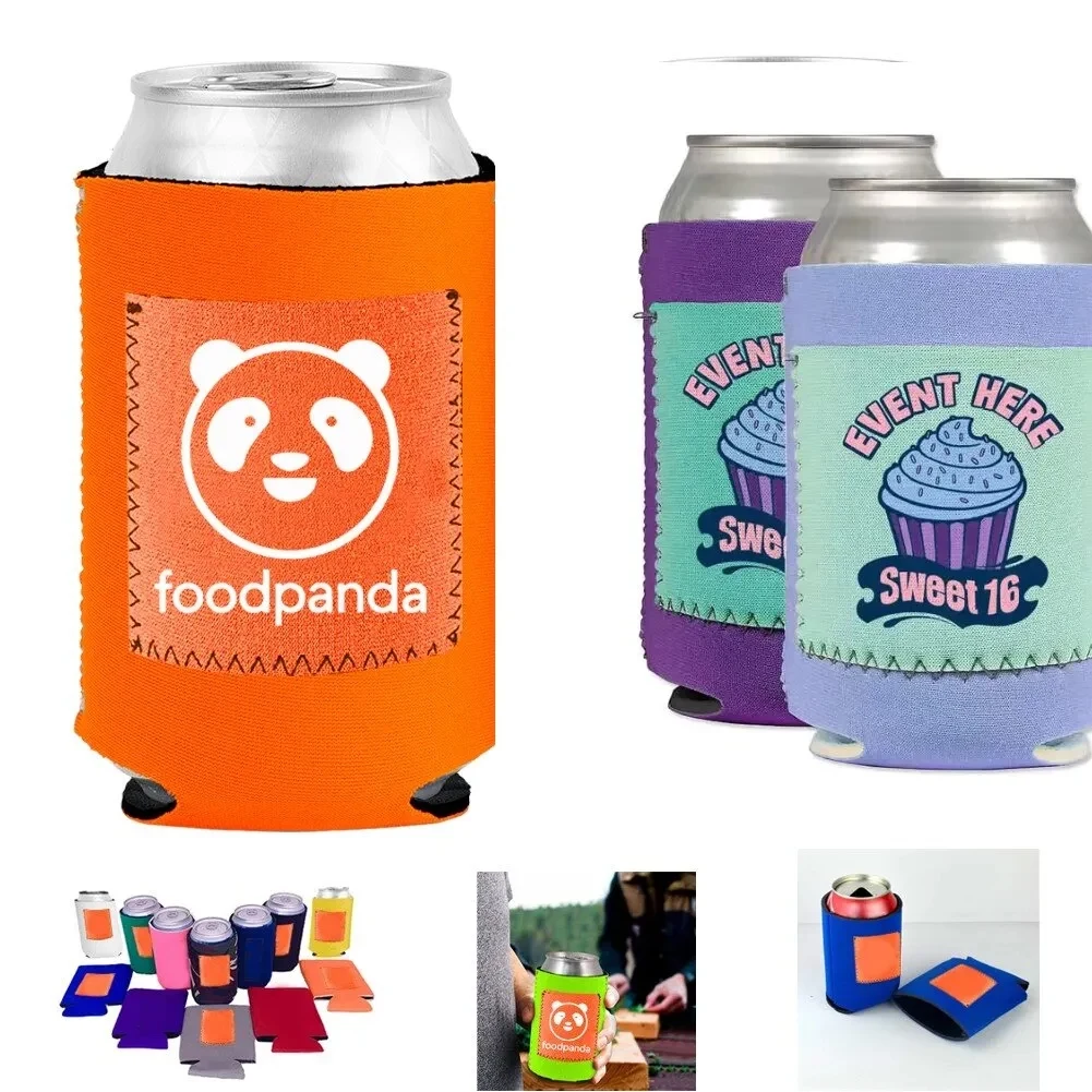 Neoprene Can Holders With Pocket, custom koozie with logo imprint 1
