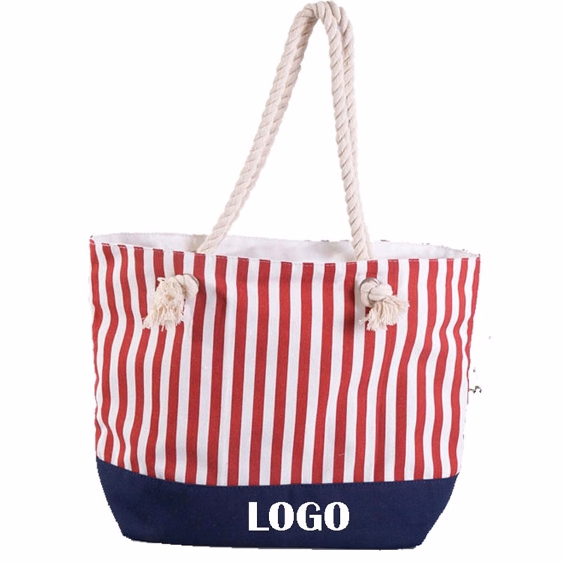 Striped Stitching Canvas Bag
