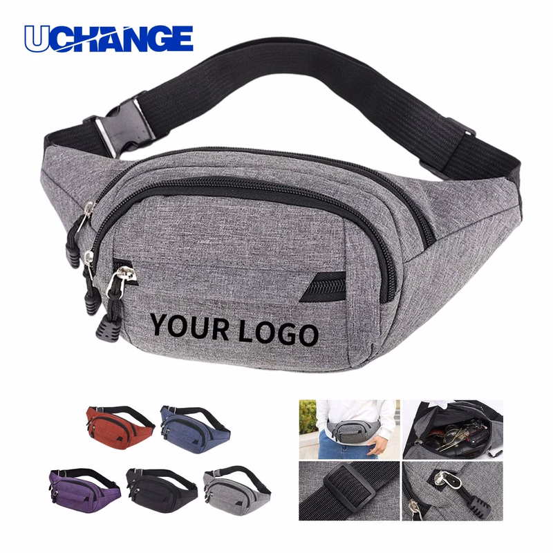 Three Pocket Crossbody Waist Pack Organizer 13.4 x 3.95 x 6.3 Inches