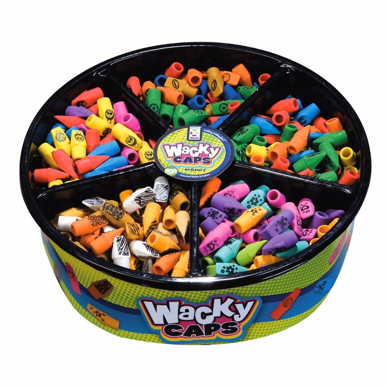 Pencil Top Erasers - 900 Count Fun Designs