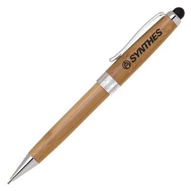 Eco-Friendly Bamboo Stylus Pencil with Chrome Trim 1