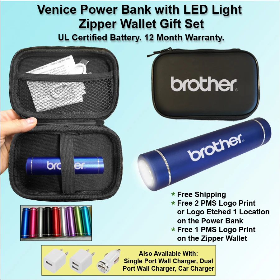 Venice Power Bank with LED Light in Zipper Wallet 2200 mAh 1