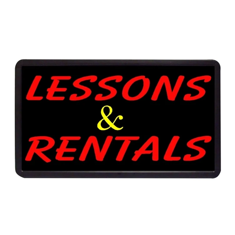 Lessons and Rentals 13" x 24" Simulated Neon Sign 1