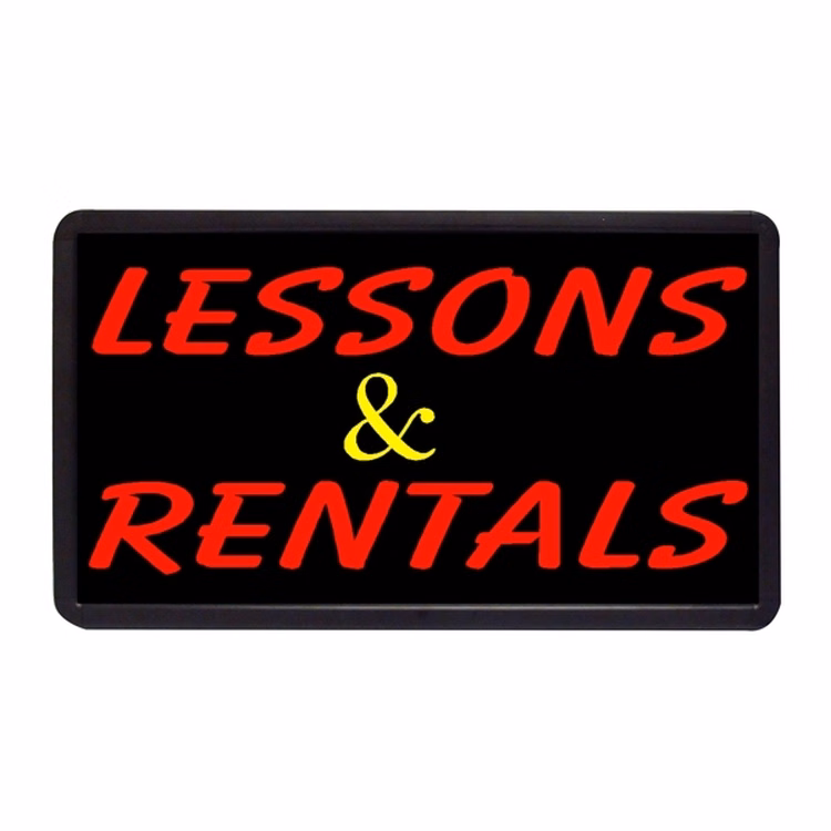 Lessons and Rentals 13" x 24" Simulated Neon Sign
