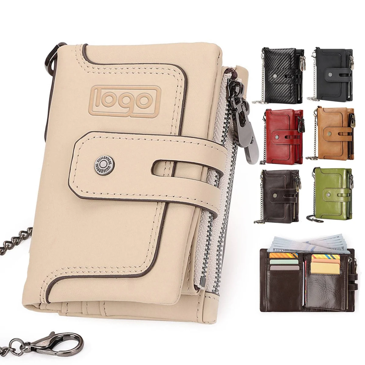 Mens Genuine Leather Tri-Fold RFID Blocking Wallet 1