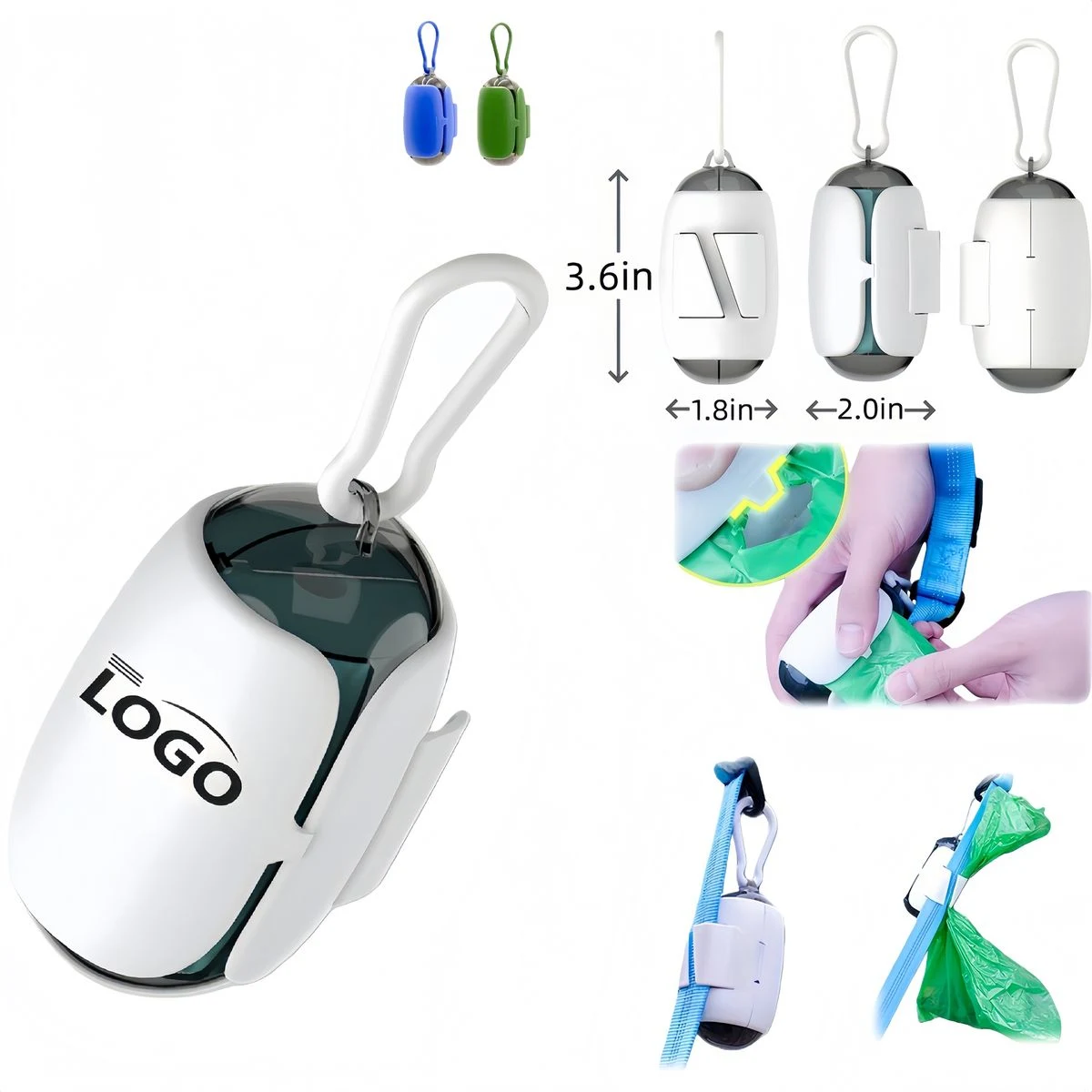 Pet Garbage Bag Dispenser With Clip for Leash 1