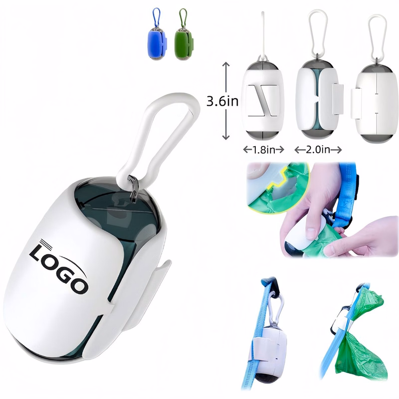 Pet Garbage Bag Dispenser With Clip for Leash