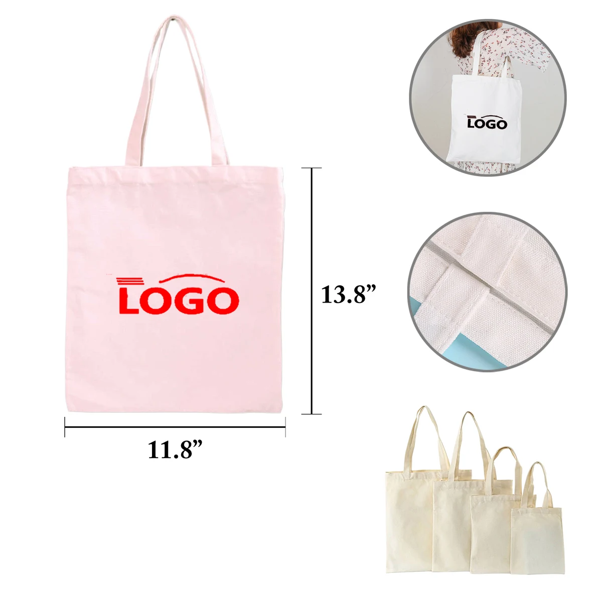 MOQ50 Cotton Canvas Tote Shopping Bag Blank, custom tote bag with logo imprint 1