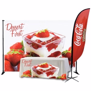 Trade Show Pack #2 – Pegasus Stand+Backdrop+Throw+10ft Flag - 8x10 Vinyl Banner
