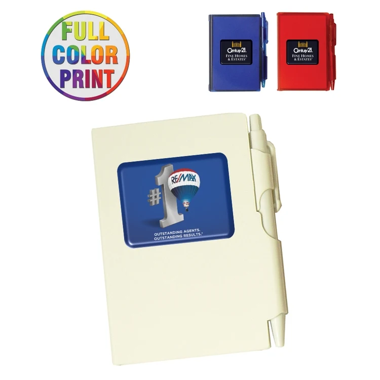 Full Color Pocket-Size Notebook Jotter w/Pen Attached 1