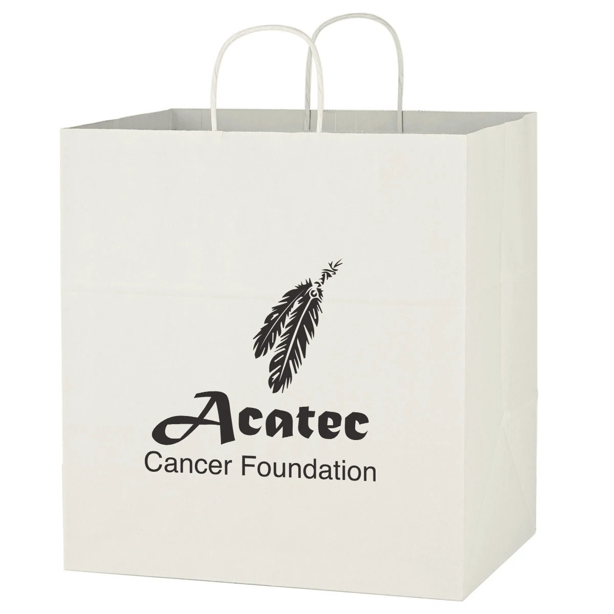Kraft Paper White Shopping Bag - 14" x 15" 1
