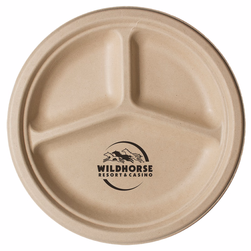 10" Round 3-Compartment Eco-Friendly Paper Plate