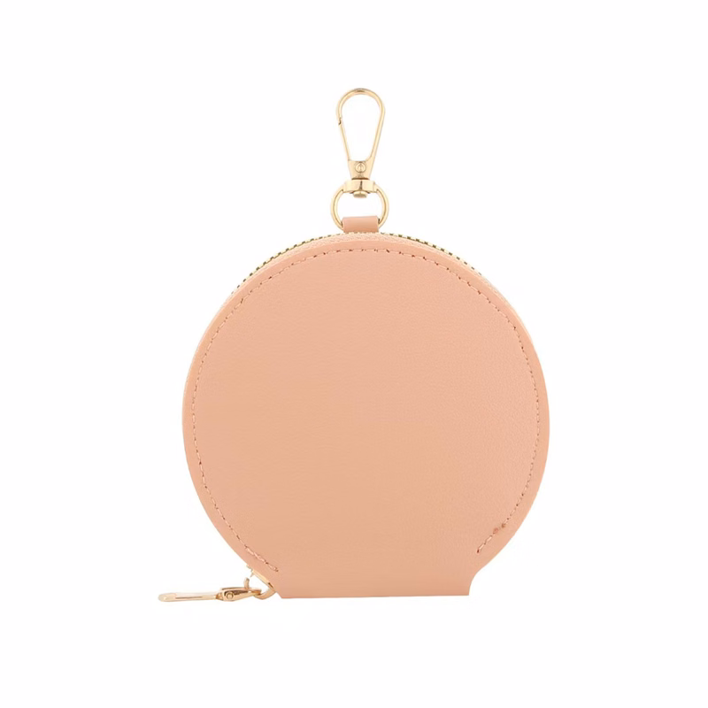 Round Leather Coin Purse Keychain
