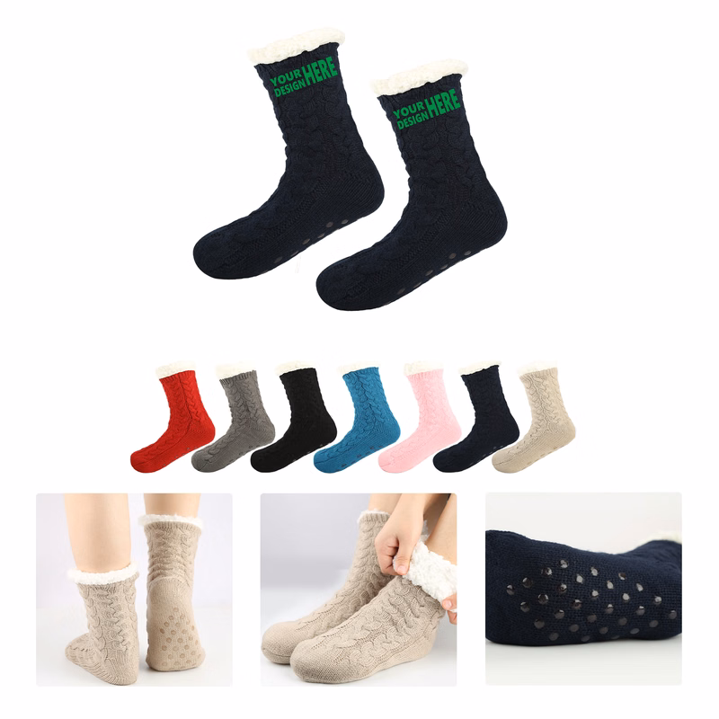 MOQ50 Anti Slip Plush Sleep Socks With Custom Logo
