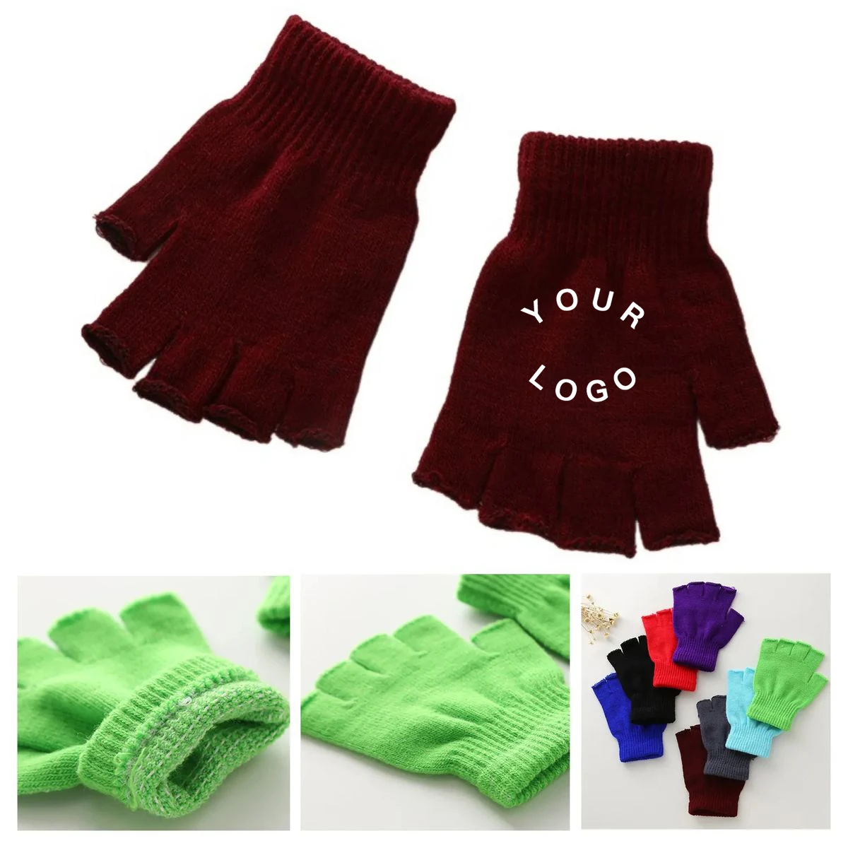Acrylic Breathable Office Fingerless Gloves 1
