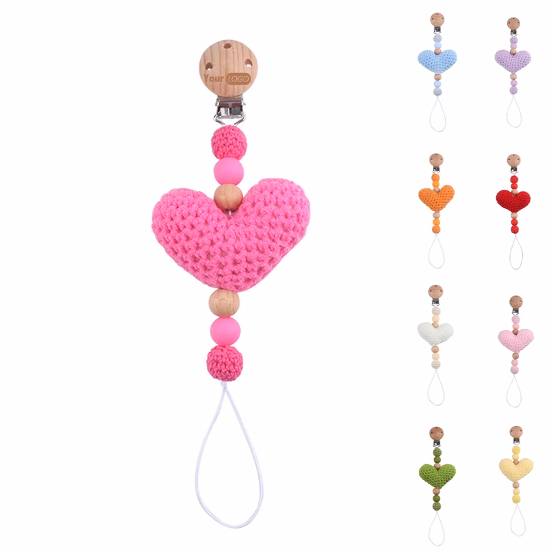 Knitted Heart Pacifier Chain