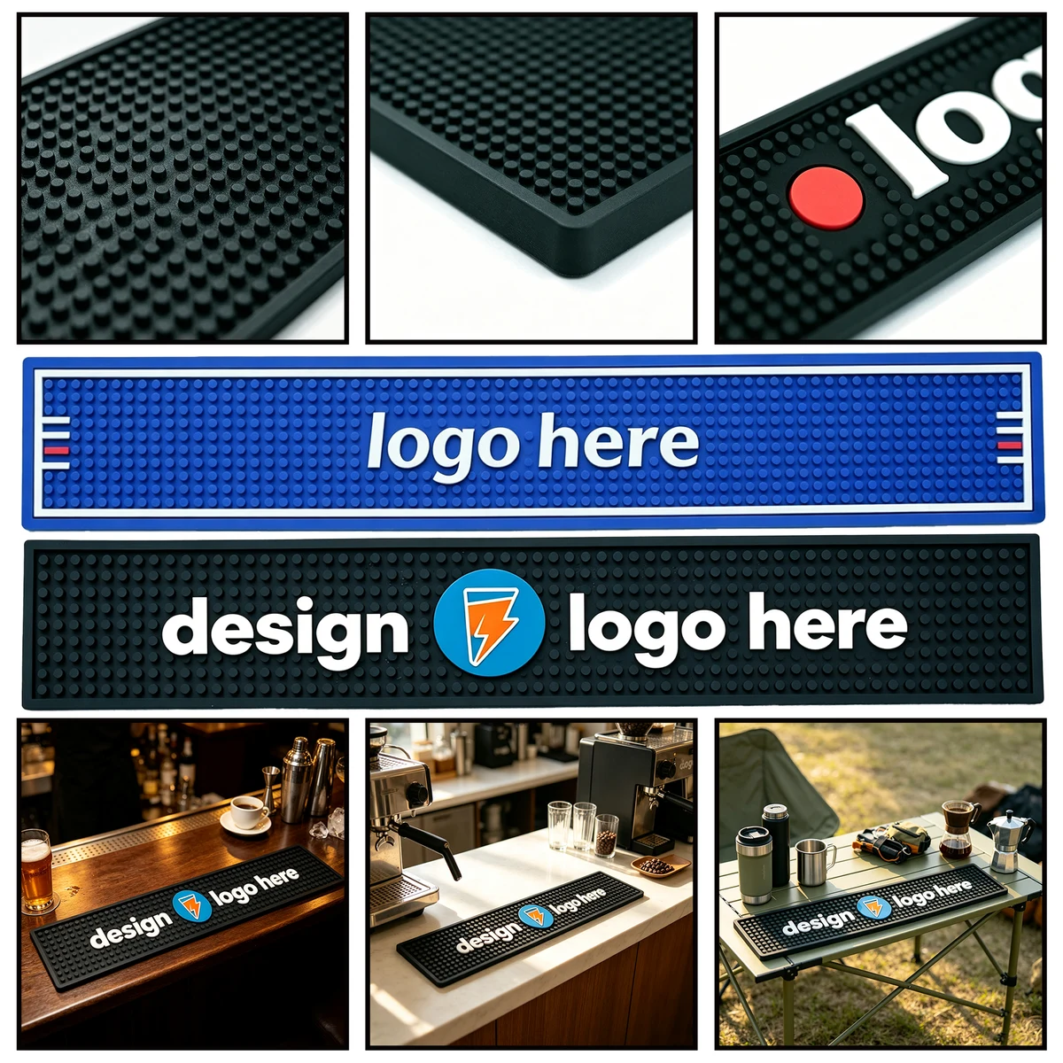Custom 3/8" Thick Printed Bar Counter Mat 24" x 4" 1