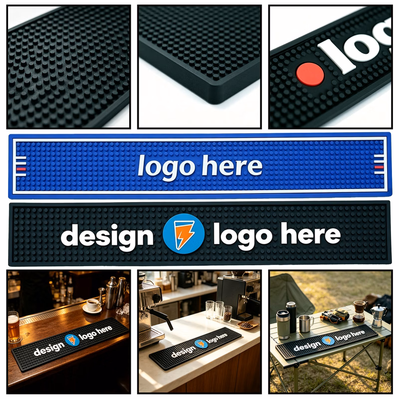 Custom 3/8" Thick Printed Bar Counter Mat 24" x 4"