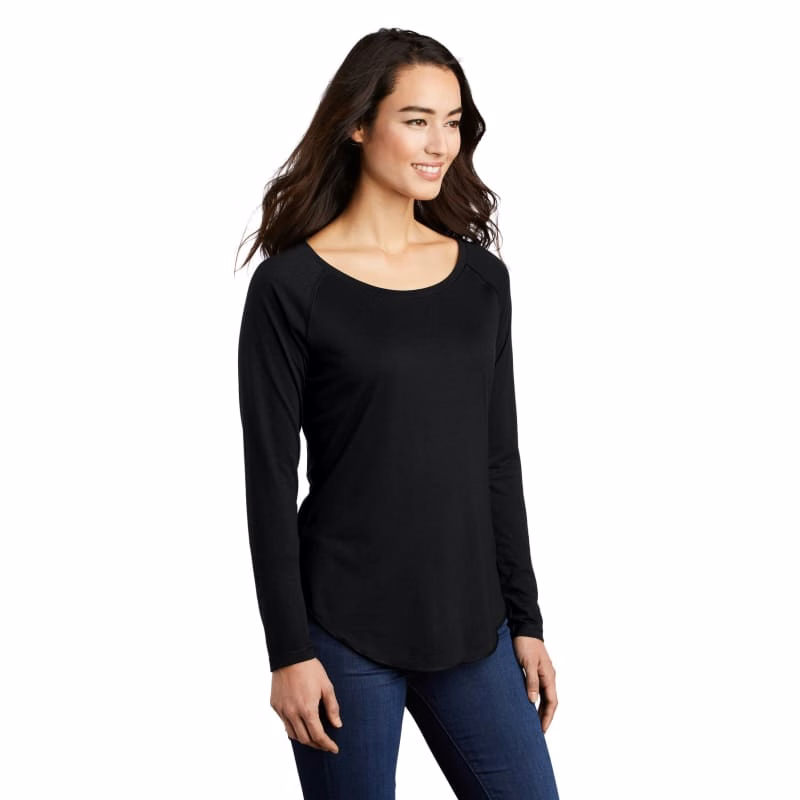 Sport-Tek Women's PosiCharge Long Sleeve Tri-Blend Wicking Scoop Neck Raglan Tee