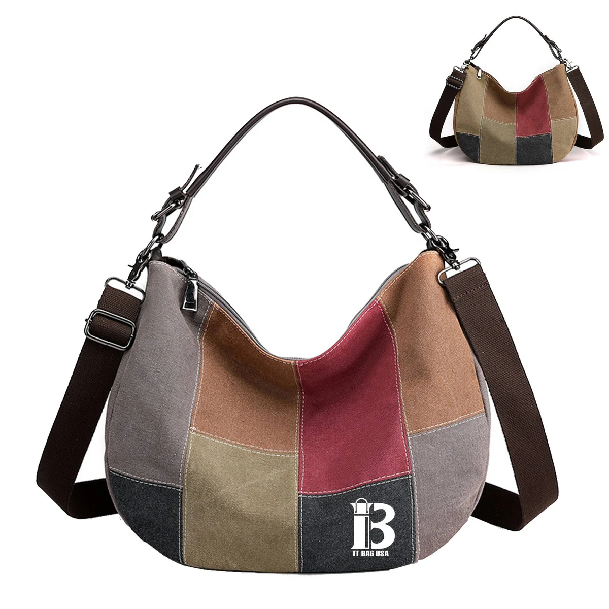 Multi-Color Splice Cross Body Shoulder tote bag 1