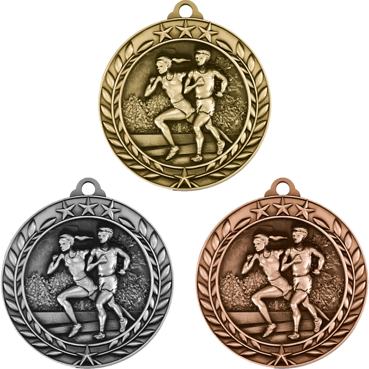 Stock Small Academic & Sports Laurel Medals: Cross Country 1