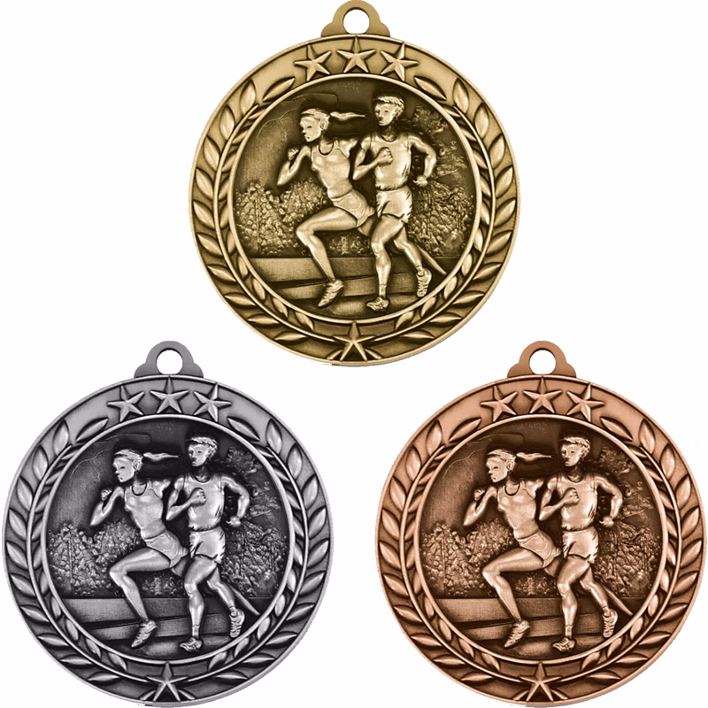 Stock Small Academic & Sports Laurel Medals: Cross Country