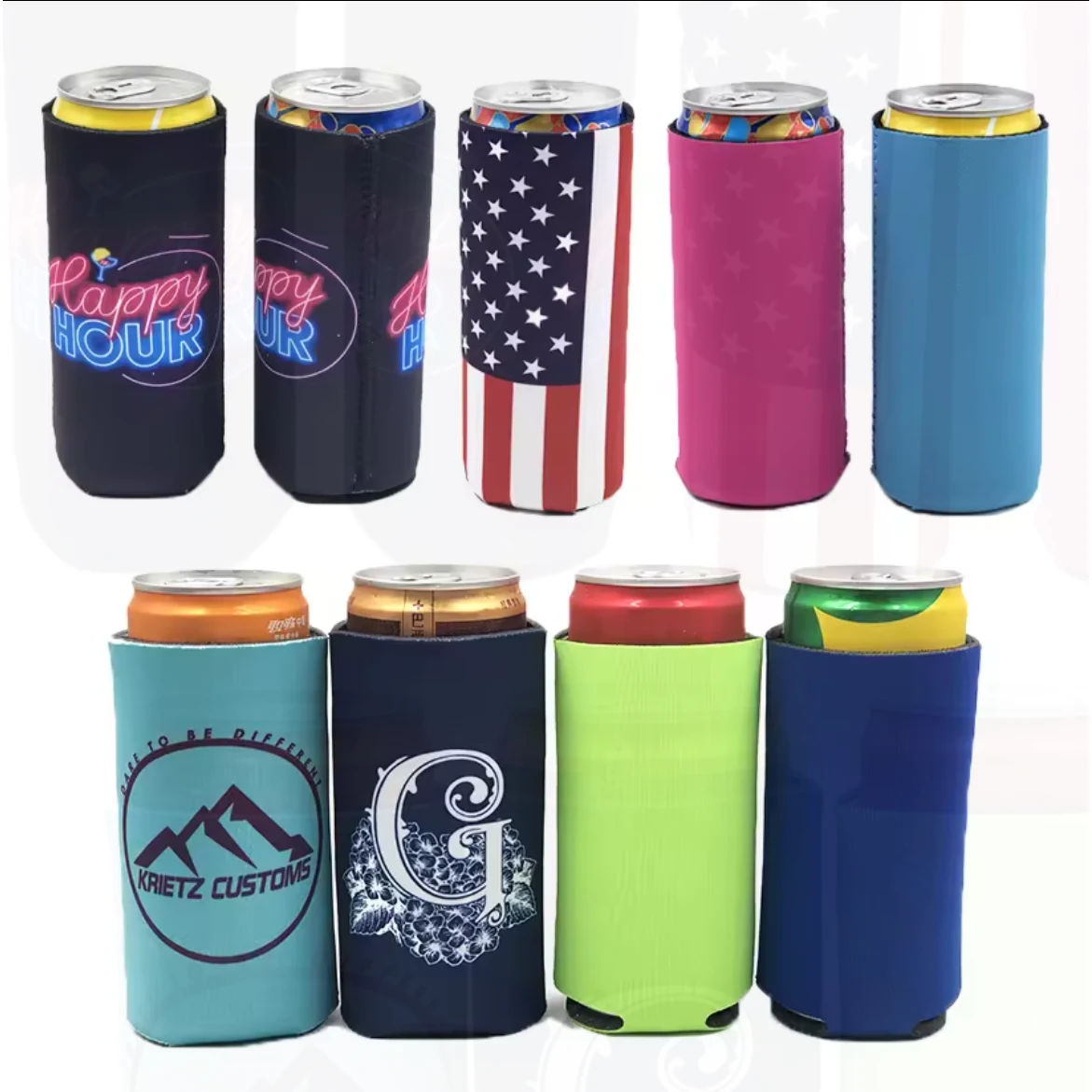 12oz. Slim Neoprene Seltzer Can Coolie (Full color) 1