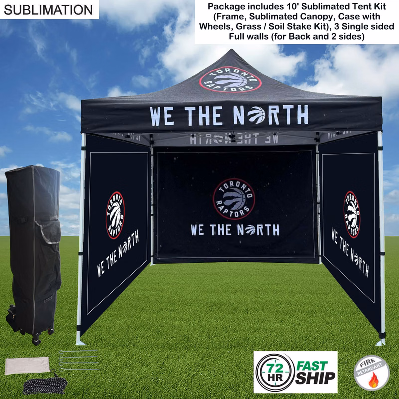 72Hr Fast Ship - Full Privacy Tent Package, 10' Sublimated Tent kit, 3 single sided Full walls