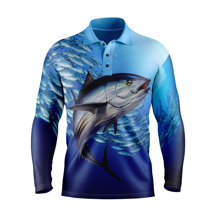Unisex & Kids' Sublimation Long Sleeve Fishing Henley - 165G 1