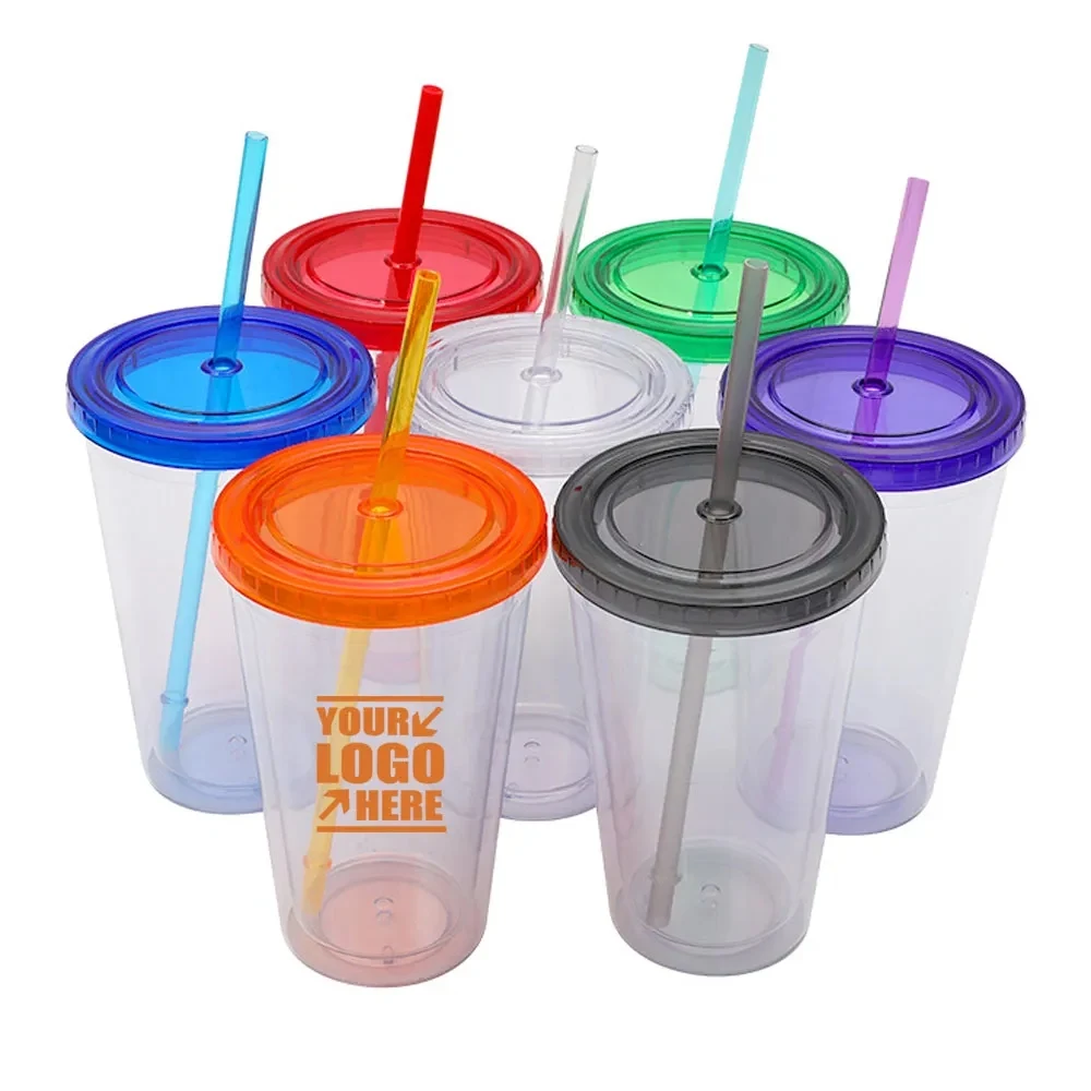 Clear Double Wall Tumbler with Straw 1