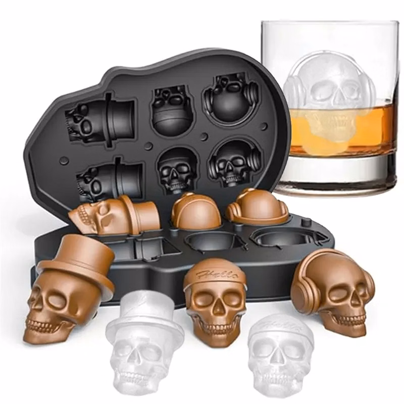 6-Grid Skull Ice Ball Maker