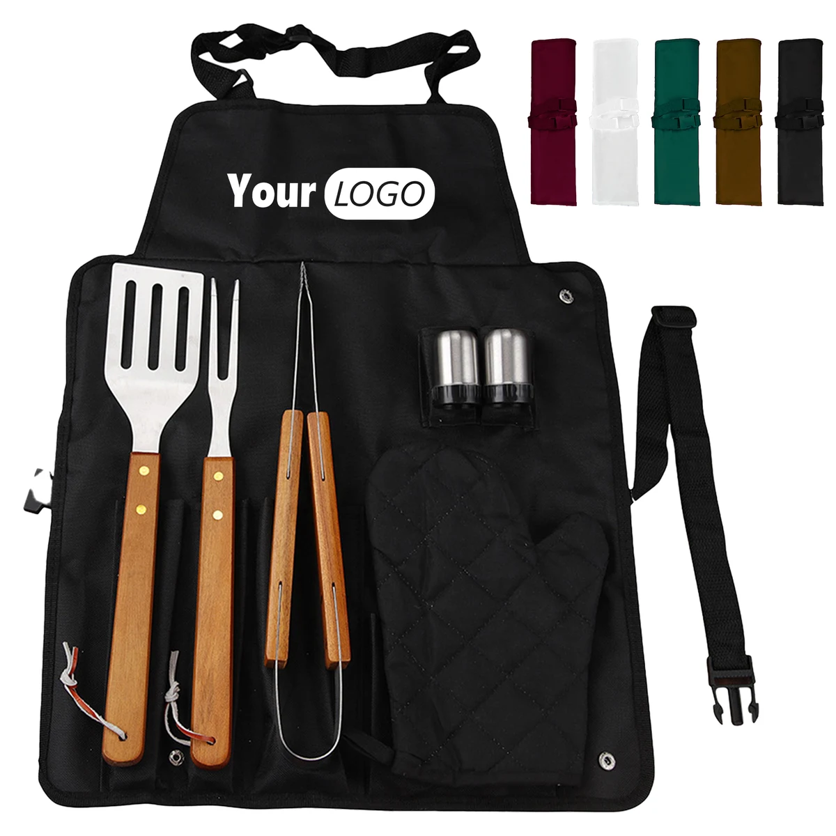 Oxford Portable Bbq Grill Tool Set With Storage Apron 1