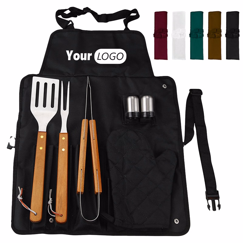 Oxford Portable Bbq Grill Tool Set With Storage Apron