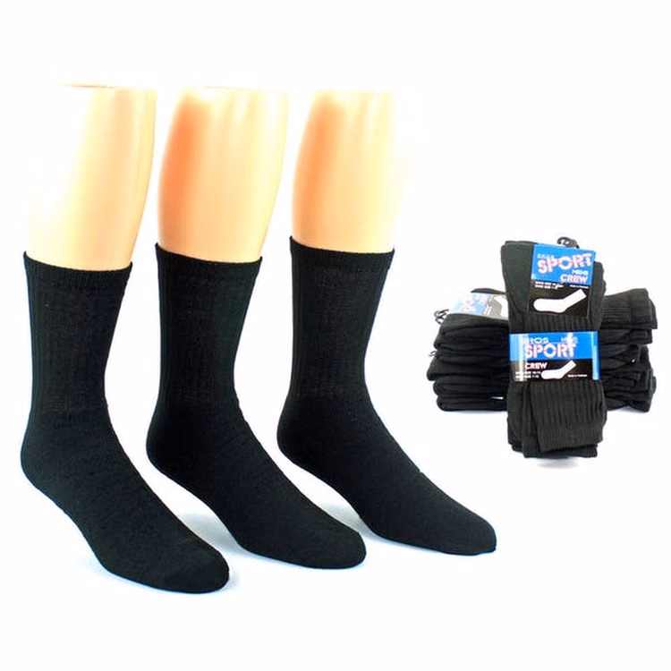 Men's Crew Socks - Black 10-13 3 Pack