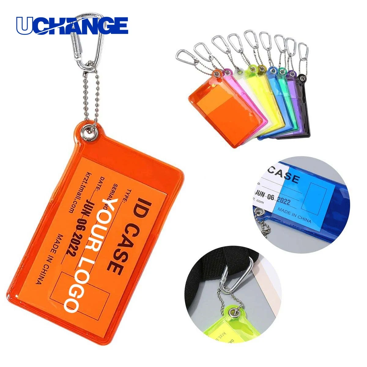 PVC ID Badge Holder Sleeve Durable with Chain 1