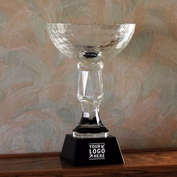 Jumbo Crystal Bowl Trophy on Black Base