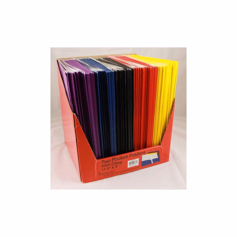2 Pocket Folders with 3 Prongs - Assorted Gloss Colors Heavy Weight